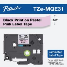 Brother TZE-MQE31 labelprinter-tape Zwart op roze