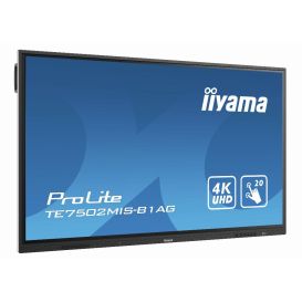 iiyama TE7502MIS-B1AG interactive whiteboards & accessories 190,5 cm (75") 3840 x 2160 Pixels Touchscreen Zwart