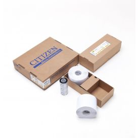 Citizen etiketten 15x210 mm, Kern 40 mm, Synthetisch, Glanzend, Diameter 127 mm, 6000 etiketten + Resin linten