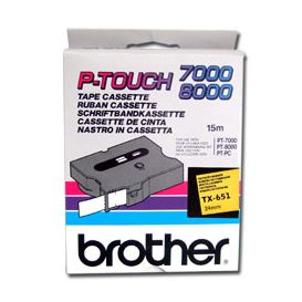 Brother TX-651 labelprinter-tape Zwart op geel