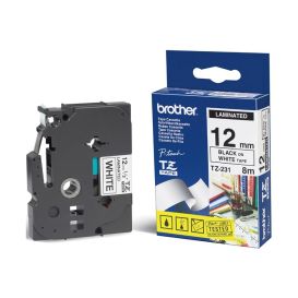 Brother TX-231 labelprinter-tape Zwart op wit