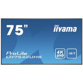 iiyama PROLITE LH7542UHS-B3 Digitale signage flatscreen 189,2 cm (74.5") IPS 4K Ultra HD Zwart Type processor Android 8.0
