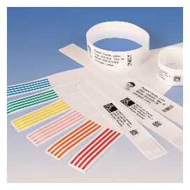 Zebra Z-Band Direct, Wit/rood, 25x279 mm, kern rol 25 mm, voor Desktop printers, 200 bandjes per rol -> 6 rollen
